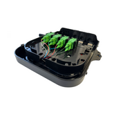 Caja terminal montada en pared de 8 núcleos material ABS color negro. Incluye adatpadores SC APC - Fibralink